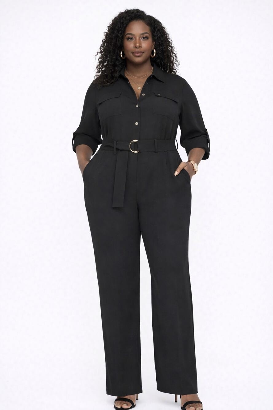 White House Black Market Long Sleeve Utility Jumpsuit Womens Plus Size 18 New